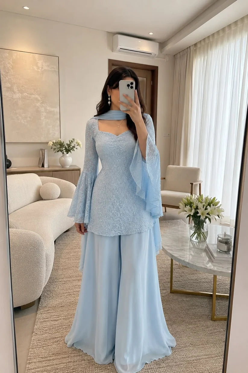 Women’s Elegant Peplum Kurta & Palazzo Co-Ord