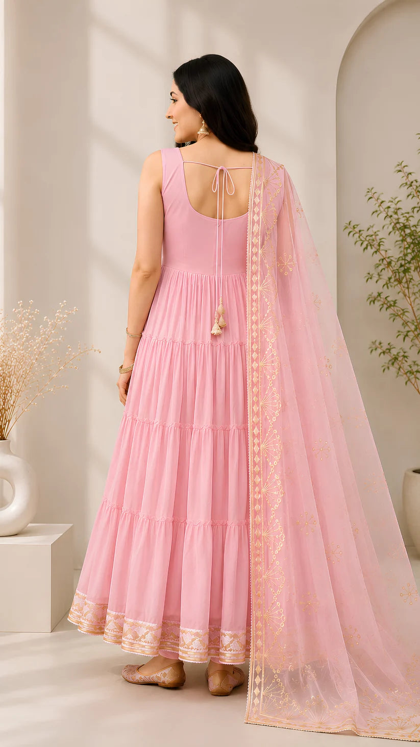 Women’s Elegant Long Kurta & Embroidered Dupatta Set