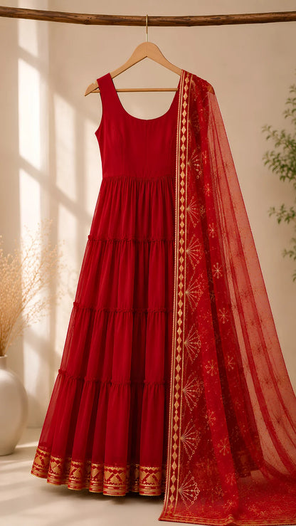 Women’s Elegant Long Kurta & Embroidered Dupatta Set