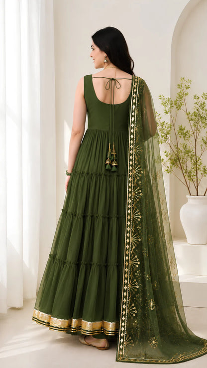 Women’s Elegant Long Kurta & Embroidered Dupatta Set