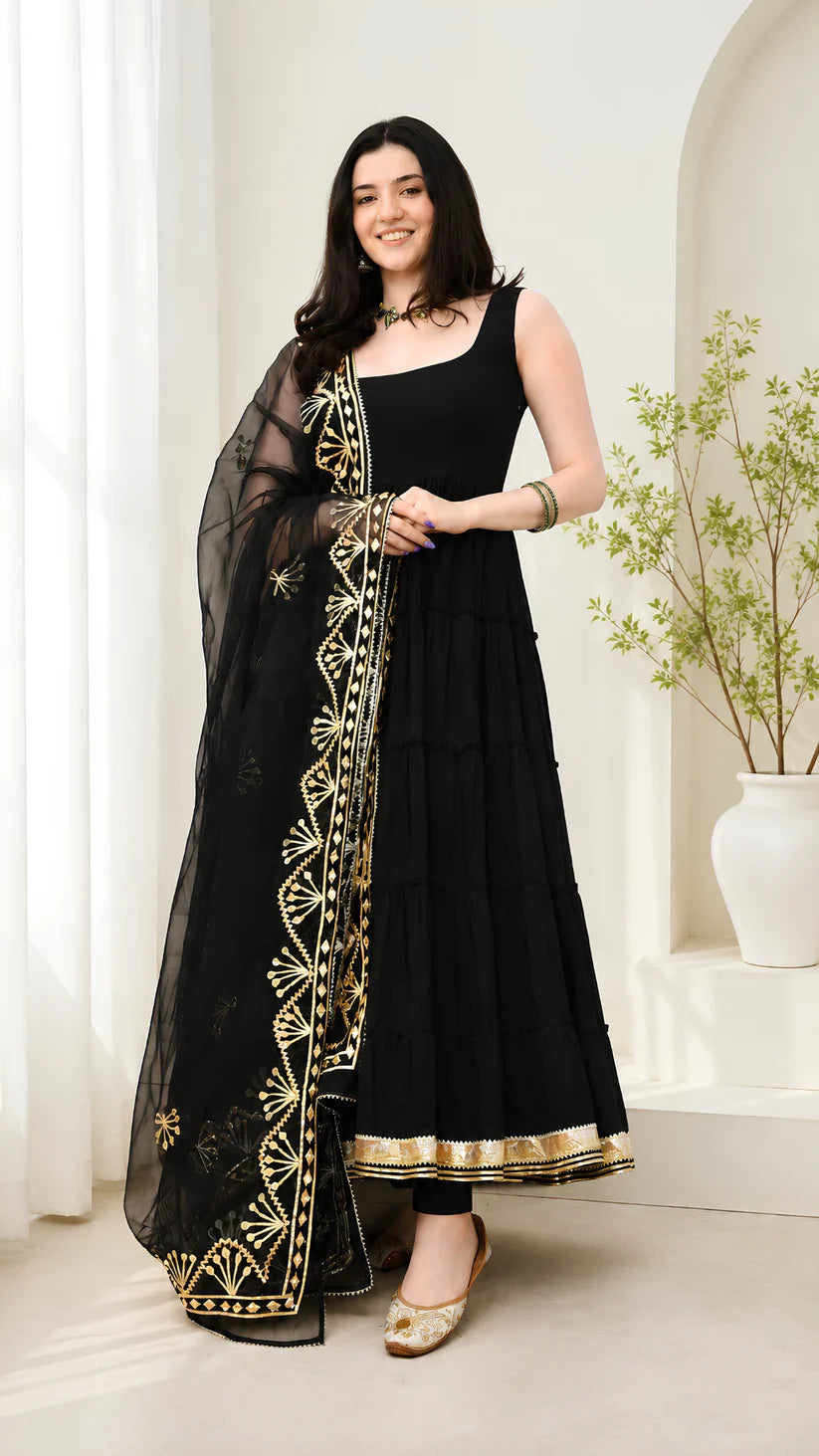 Women’s Elegant Long Kurta & Embroidered Dupatta Set