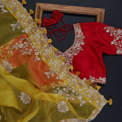 Best selling fancy & Desiner Saree With Desiner Full Stich Blouse