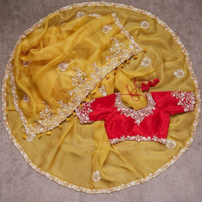 Best selling fancy & Desiner Saree With Desiner Full Stich Blouse