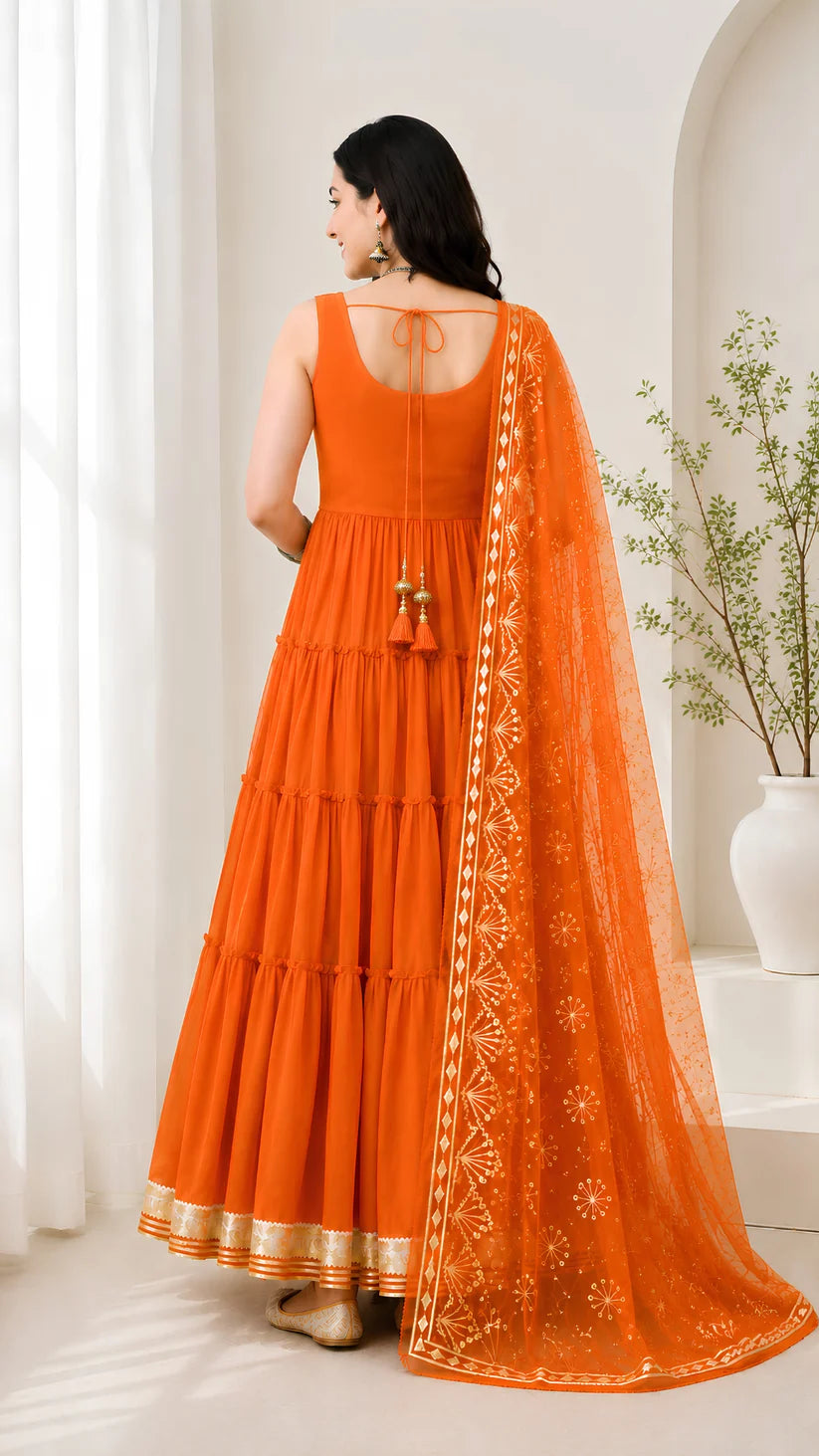 Women’s Elegant Long Kurta & Embroidered Dupatta Set