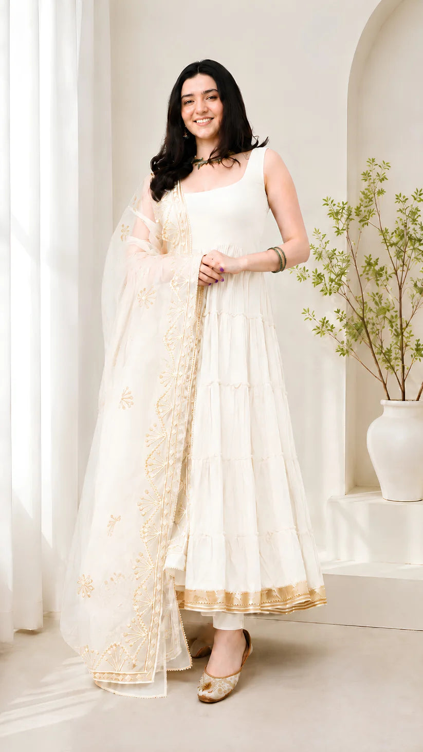Women’s Elegant Long Kurta & Embroidered Dupatta Set