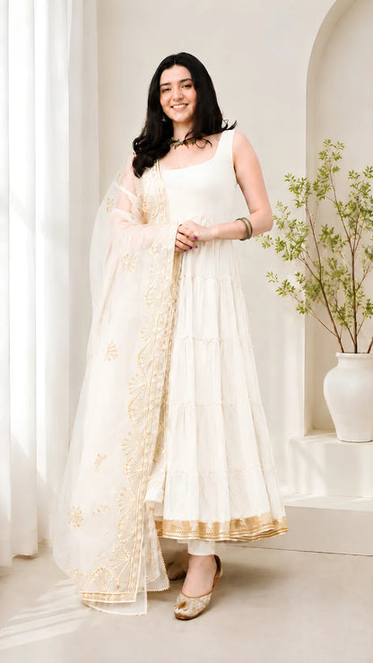 Women’s Elegant Long Kurta & Embroidered Dupatta Set