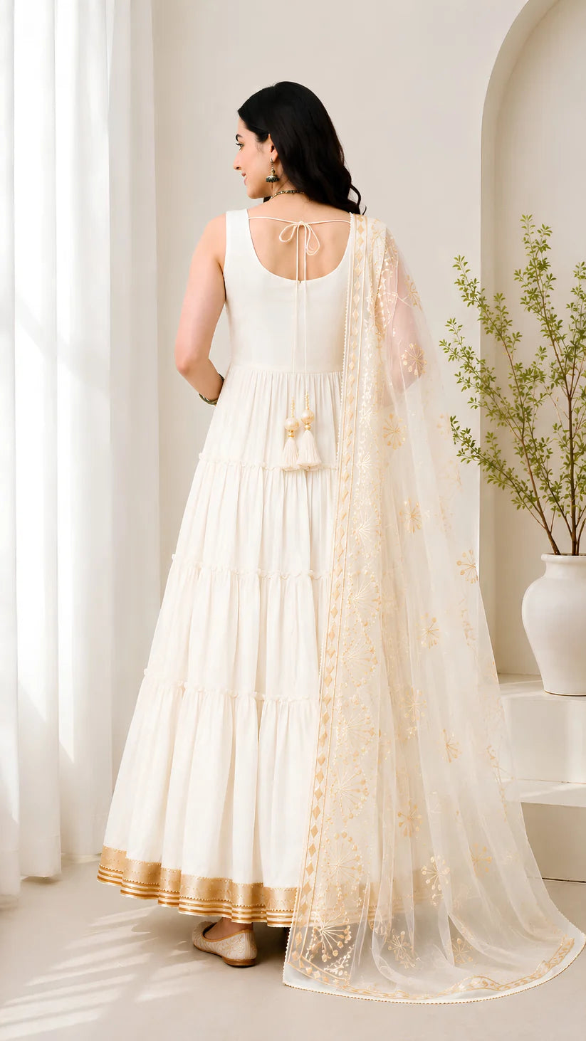 Women’s Elegant Long Kurta & Embroidered Dupatta Set
