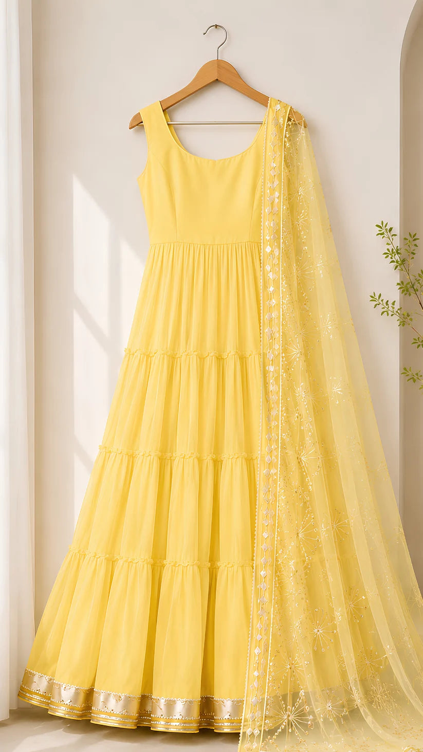 Women’s Elegant Long Kurta & Embroidered Dupatta Set