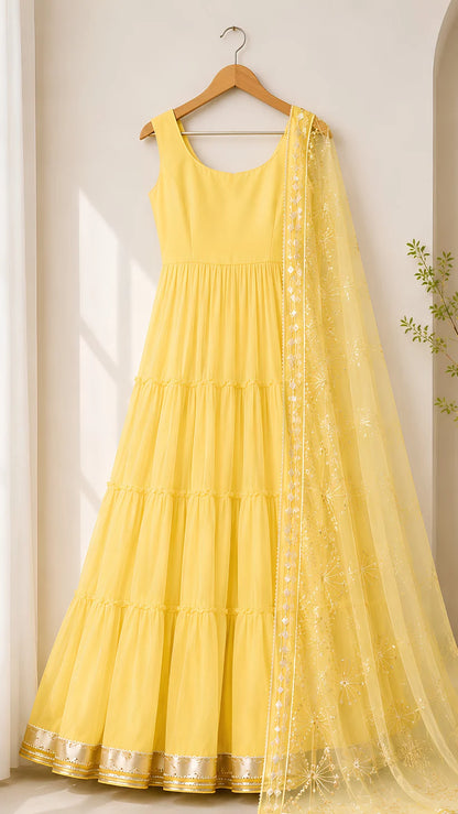 Women’s Elegant Long Kurta & Embroidered Dupatta Set