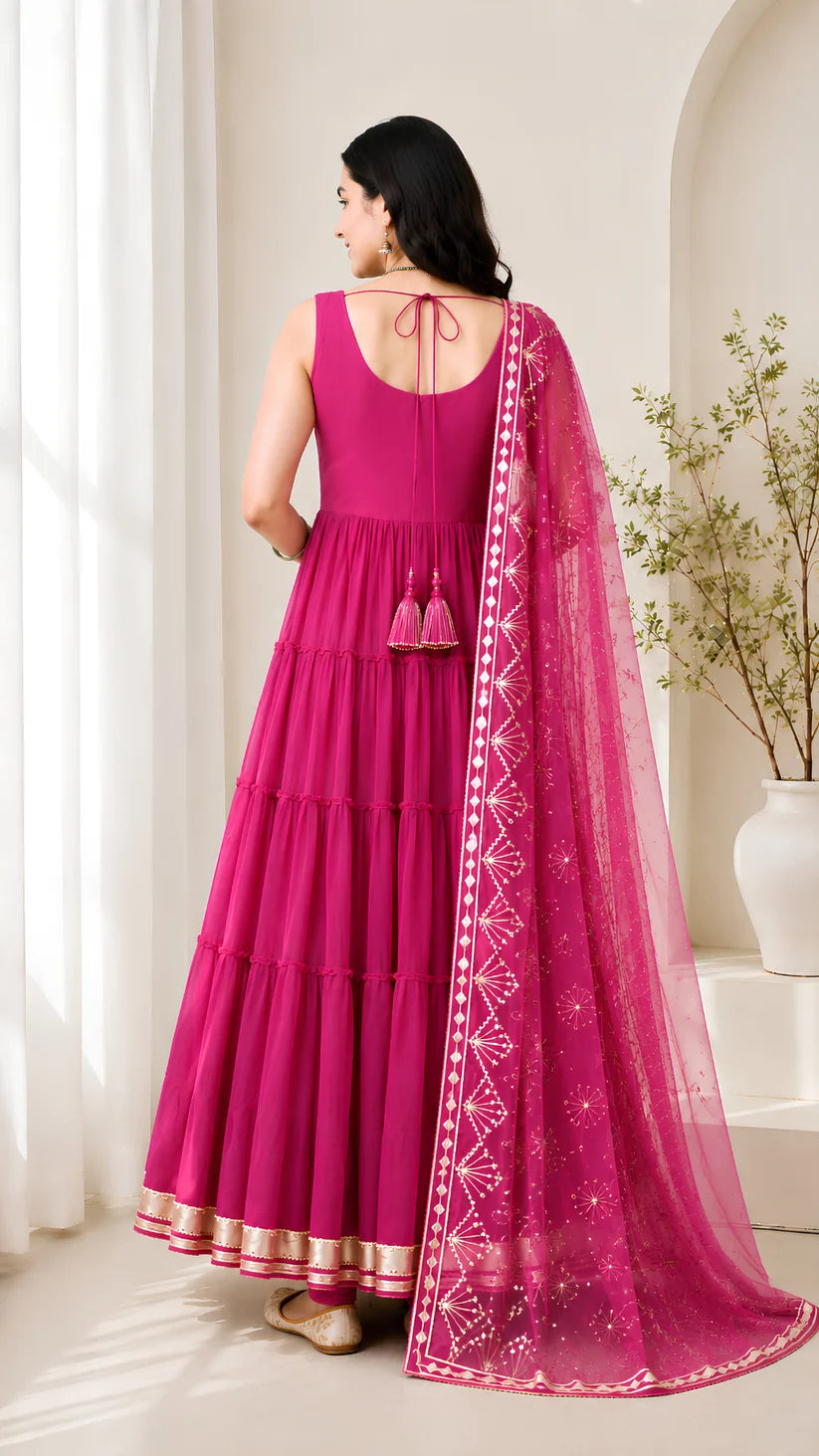 Women’s Elegant Long Kurta & Embroidered Dupatta Set