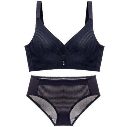 Premium Designer Bra & Panty Set with Matching Panty Bra & Panty Set Self Design Black Lingerie Set (Pack of 3)