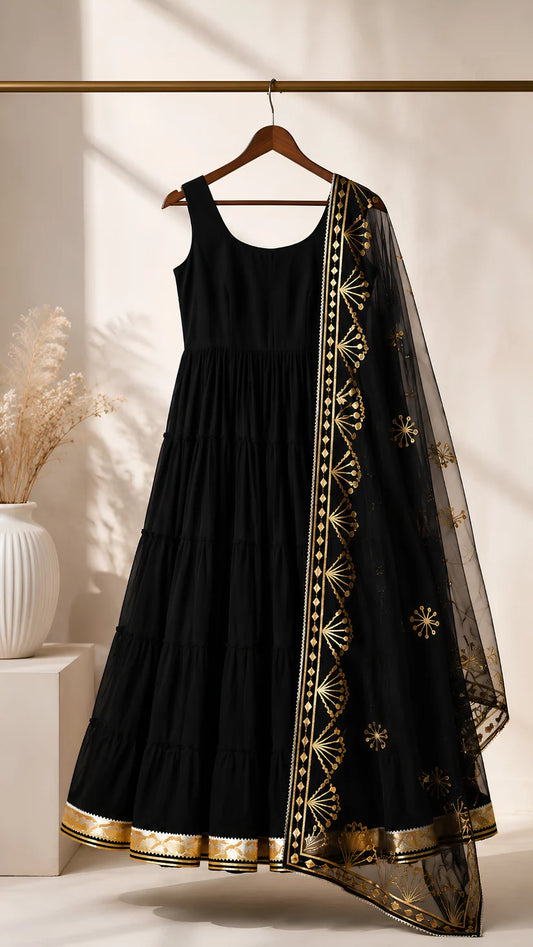 Women’s Elegant Long Kurta & Embroidered Dupatta Set