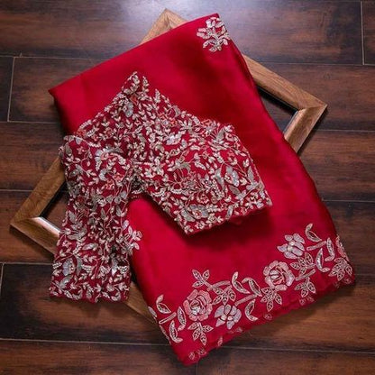Best selling fancy & Desiner Saree With Desiner Full Stich Blouse