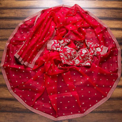 Best selling fancy & Desiner Saree With Desiner Full Stich Blouse