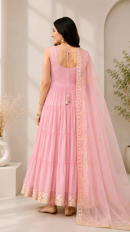 Women’s Elegant Long Kurta & Embroidered Dupatta Set