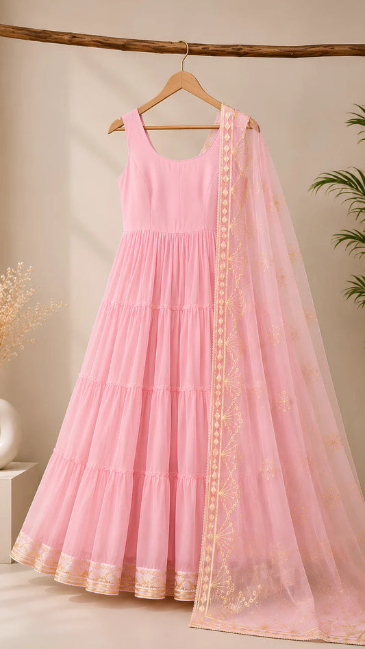 Women’s Elegant Long Kurta & Embroidered Dupatta Set
