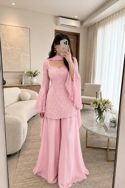 Women’s Elegant Peplum Kurta & Palazzo Co-Ord