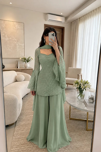 Women’s Elegant Peplum Kurta & Palazzo Co-Ord