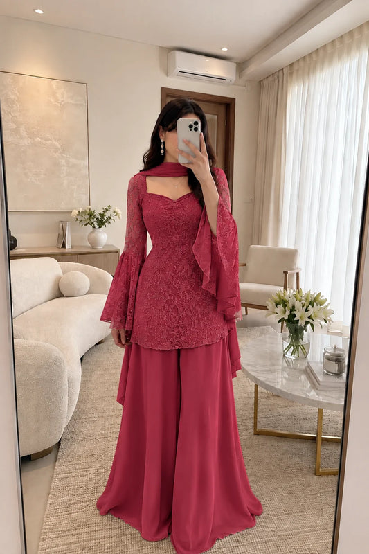 Women’s Elegant Peplum Kurta & Palazzo Co-Ord