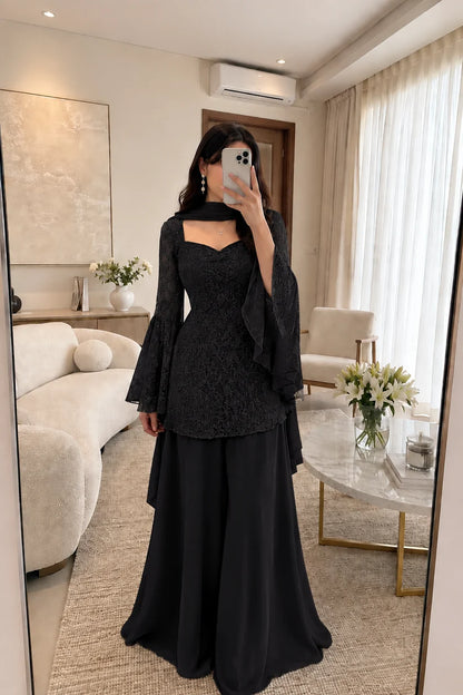 Women’s Elegant Peplum Kurta & Palazzo Co-Ord