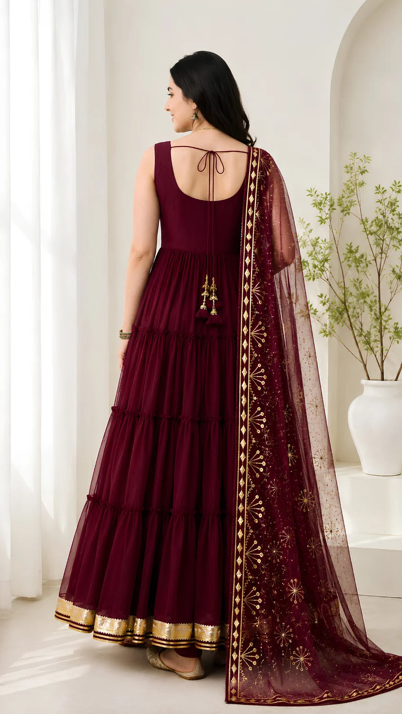 Women’s Elegant Long Kurta & Embroidered Dupatta Set