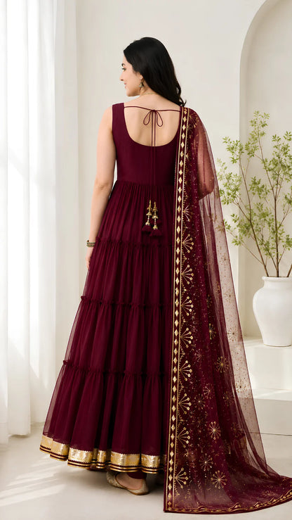 Women’s Elegant Long Kurta & Embroidered Dupatta Set