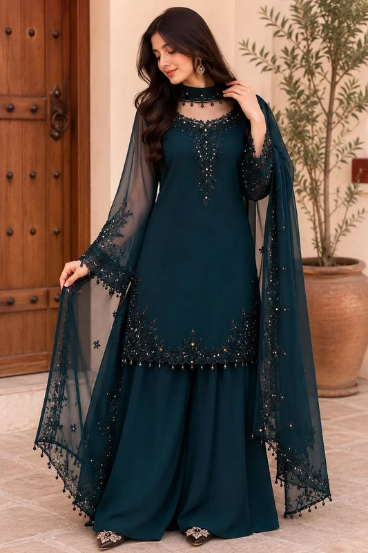 Women’s Elegant Long Kurta & Embroidered Dupatta Set